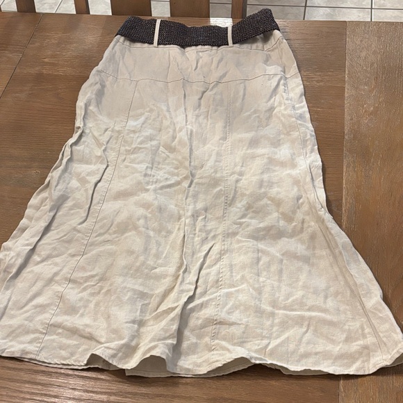 For Cynthia Cream A-Line Skirt with Black Belt - Picture 4 of 4